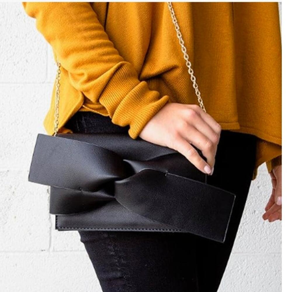 Handbag Republic Evening Clutch w/ Large Bow and DETACHABLE Strap -